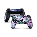 PS4 Controller Skin de 46 North Design, 3M Technology, Flores Loto Rosa Asia Neón Negro Brillante Belleza Elegante Azul Pastel, Apto Para PS4 Regular, Pro, Slim Controladores, Fabricado en Canadá