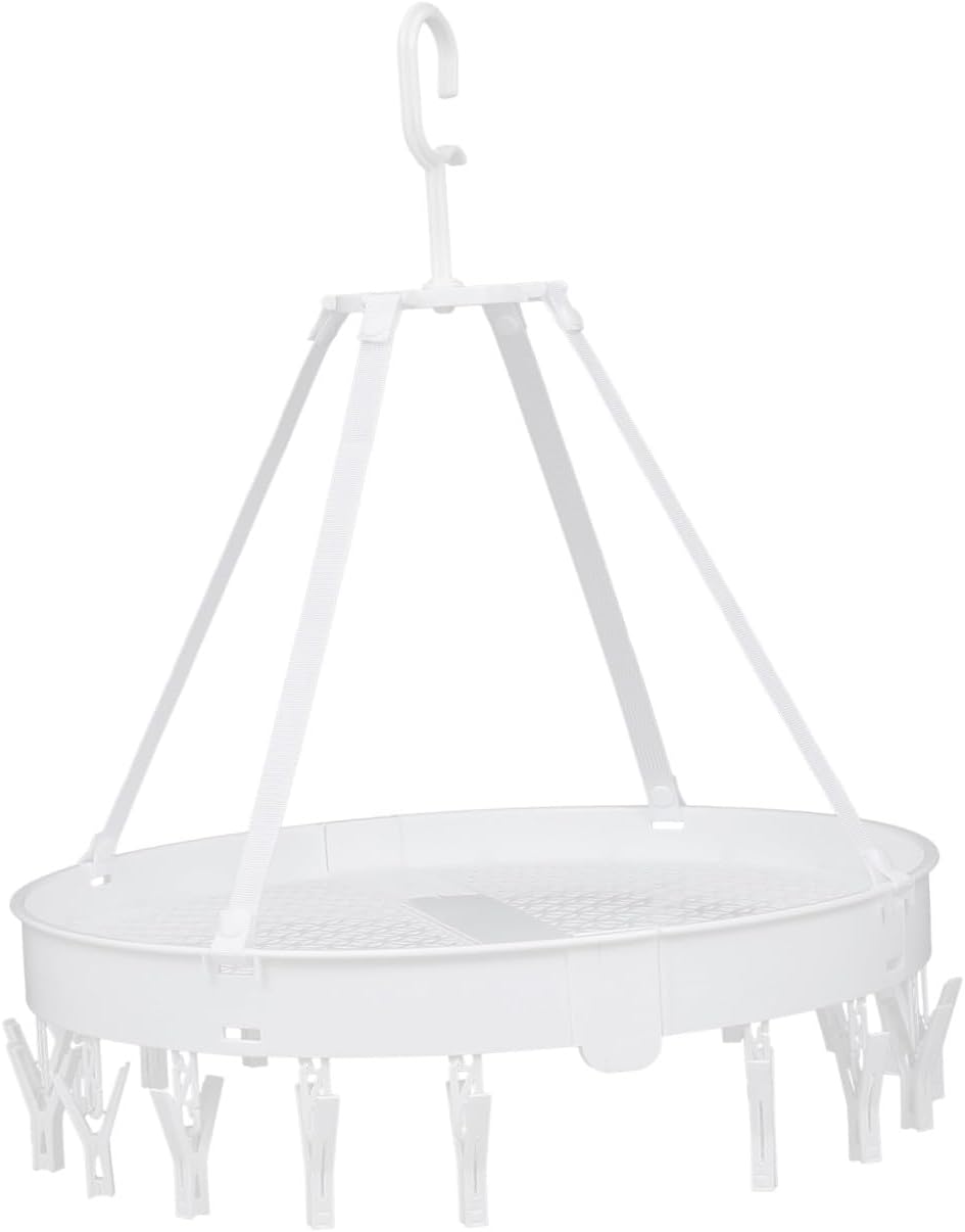 Foldable Socks and Underwear Drying Hanger Rack, Single-Layer White Clothes Drying Hook for Balcony Windproof Laundry Storage