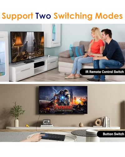 Image of 2-in-1 HDMI & AV Switcher - Play PS5 & Retro Games on 1 TV, 3 HDMI 2.0 (4K HDR) + 2 RCA Inputs - Supports Xbox Series X /Switch /Wii /PS2 /N64 - HDCP 2.2, 3D, 4:3 /16:9 Toggle