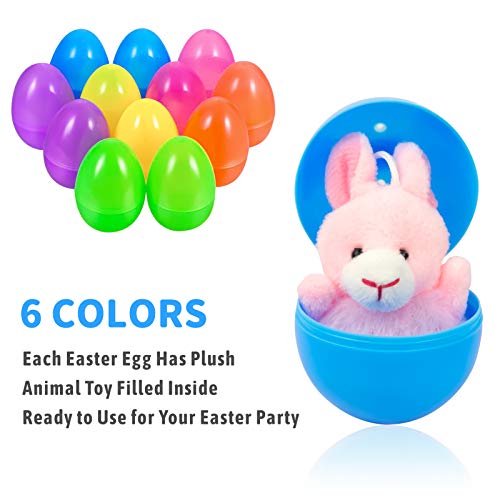 Evoio 16 Pack Easter Eggs Prefilled with Mini Animal Plush Toys, Easter Egg Hunts, Easter Basket Stuffing, Easter Party Favors, Classroom Prize Games Supplies, Party Surprise Gifts for Boys Girls - Thumbnail 4