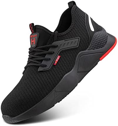 Steel Toe Shoes Mens Womens Safety Shoes Steel Toe Cap Safety Trainers Non Slip Lightweight Work Boots Mesh Breathable Industrial Sneakers Size W9.5/M8 US