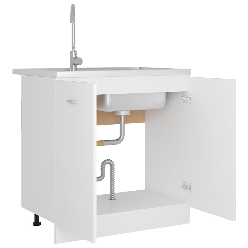 Mueble bajo fregadero "Lyon" blanco 80x46x81,5 cm madera de ingeniería,Mobiliario,Armarios y almacenamiento,Armarios de cocina-801196