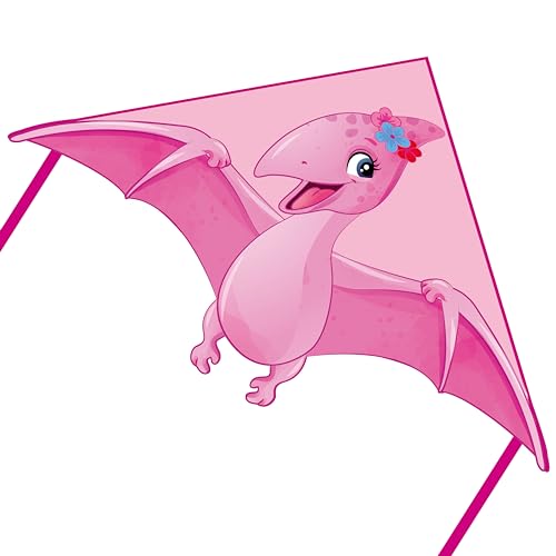 Pink Pterosaur Dinasour Kite for Kids Girls & Adults,Ages 4-8 8-12 Easy to Fly,String Line Included,with Tail,Perfect for Beginners. (Pterosaur for Girls)