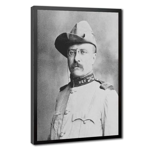 Portrait Theodore Roosevelt noir et blanc affiche imprimée toile cadre 61x91