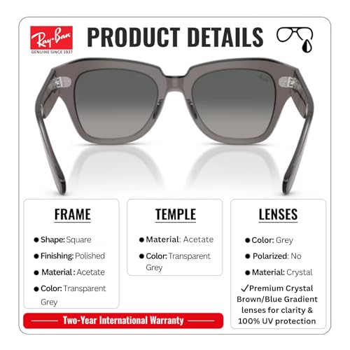 Image of Ray-Ban RB2186 STATE STREET Square Sunglasses with Official Eyewear Kit
