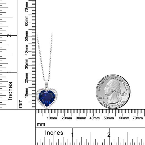 Gem Stone King 925 Sterling Silver Simulated Sapphire Necklace | 4.20 Cttw | Heart Pendant Necklace For Women | Heart Shape 10MM | With 18 Inch Silver Chain4
