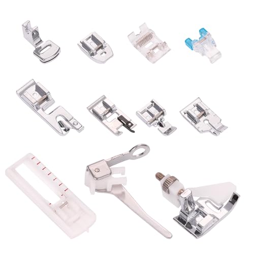 NouveLife 11 Pièces Pieds de Biche pour Machine à Coudre Domestique à Bras Bas Pieds-de-Biche Pieds Presseurs Set Compatible pour Brother Singer Janome Toyota...