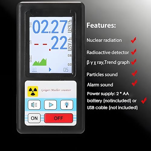 Image of Professional Geiger Counter Nuclear Radiation Detector Handheld Beta Gamma X-Ray Dosimeter with LCD Display ±10% Rechargeable for Home Travel Safety Inspection