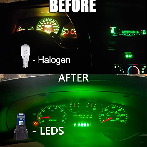 Image of 10-Pack Green T5 2721 37 74 Wedge Led Bulb PC74 Twist Sockets Replacement Dash Dashboard Lights Instrument Panel Cluster LEDS Lamps