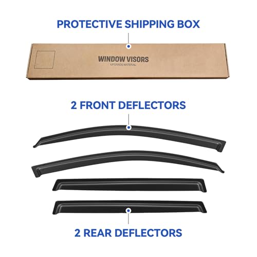 Image of Window Visors Rain Guards Shield for 2006-2012 Toyota Rav4, Out-Channel Window Vent Wind Deflectors Visors Shades for 06 07 08 09 10 11 12 Rav4