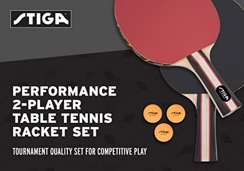 Stiga Performance 2 Player Ping Pong Set – 2 Table Tennis Rackets, 3 – 3 Star Orange Balls Included #TOP1