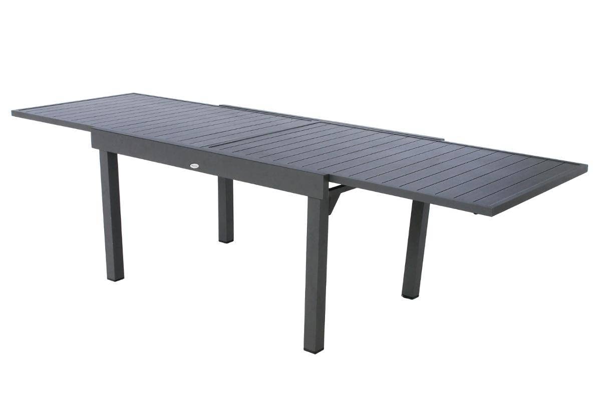 HESPERIDE HES-139779 Tavolo allungabile alu Piazza 6/10 Places Grafite, Metallo, Grigio, Ampio