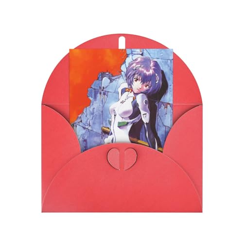 新世紀エヴァンゲリオン 誕生日グリーティングカード 封筒付きクリスマスバースデーカード パーティー招待状クリスマスカード Red