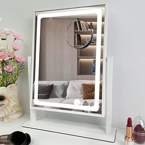 Brightinwd Vanity Mirror With Lights, Hollywood Vanity Mirror With Lights, Touch Control 3 Color Lighting Modes For Bedroom, Detachable 10X Magnification Mirror, 360°Rotation (16 In, White) #TOP20