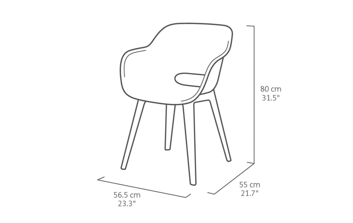 Allibert by Keter Gartensessel Akola, graphit, 2er Set, Kunststoff, 56.7 x 55.8 x 80.1 cm, Schalenstuhl in Cupform, perfekt für Garten, Terrasse oder Esszimmer