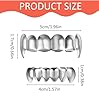 Hip Hop Teeth Grills for Teeth Mouth, Hip Hop Mouth Grills for Men and Women, Silver Plated Hip Hop Style Tooth for Halloween, Cosplay, Party (Silver, 1.97in) #1