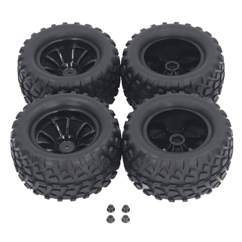 4 ruedas y neumáticos para camiones RC hexagonales 1/10 de 0.472 in, cubo de rueda universal de 10 agujeros, neumáticos de goma de alto agarre para Axial para HSP para para HPI,