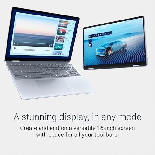 Image of Dell 16 Plus 2-in-1 AI PC Laptop (16 inch FHD+ Touchscreen, Intel Core Ultra 7 256V (> i7-1355U), 16GB DDR5, 2TB SSD), Copilot+ PC, Backlit, Fingerprint, 1080P Webcam, 21-Hr Battery, Wi-Fi 7, Win 11 Home