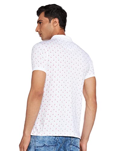 Image of Parx Men's Pure Cotton Print Pattern Regular Fit Rib Collar Polo Neck Half Sleeve Casual T-Shirt