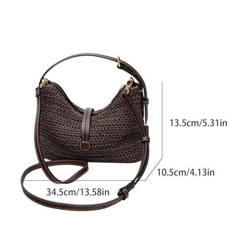 Bolso de hombro versátil de paja解决收纳难题 带拉链斜挎包女生适用 4