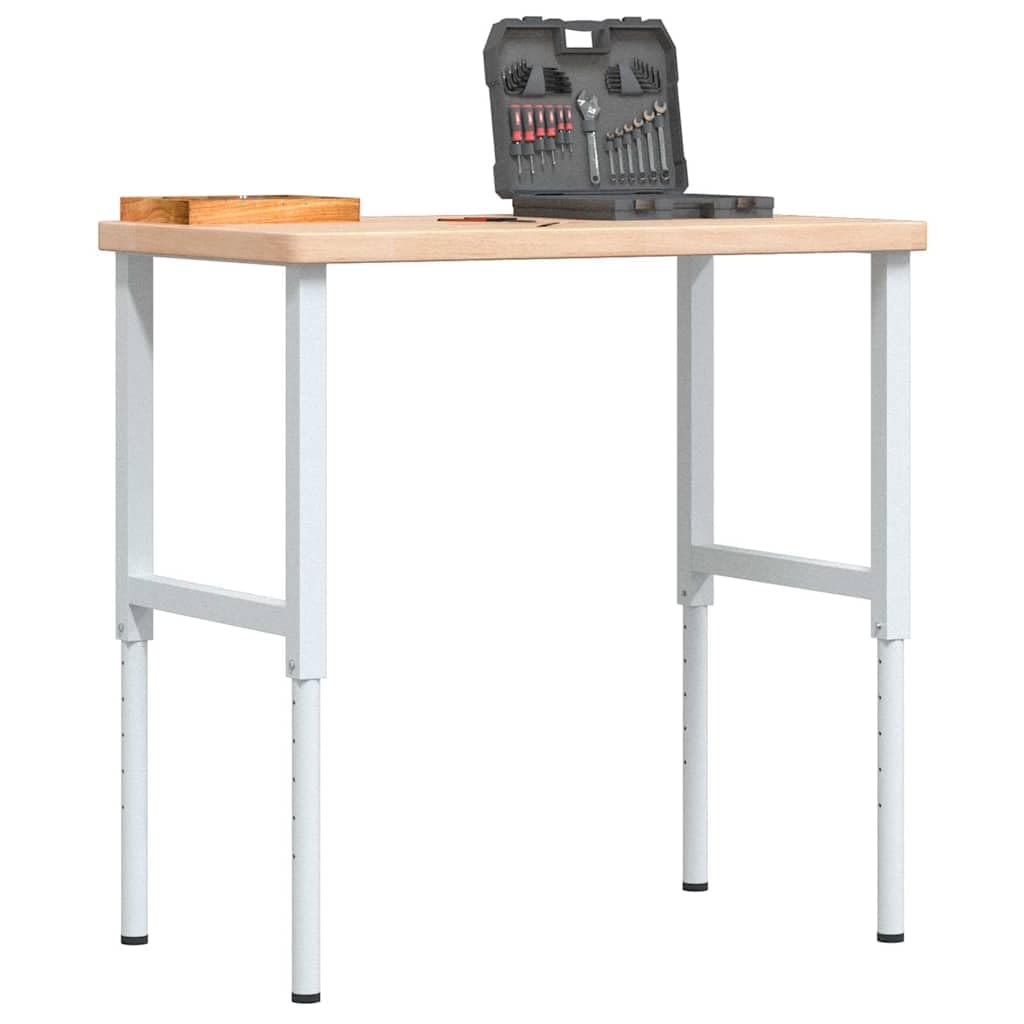 vidaXL Banco de Trabajo Rectangular Madera Maciza 100x60x(73-99,5) cm