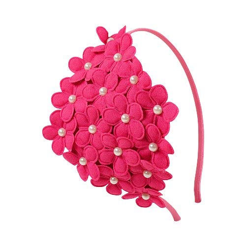 Septreize Beautiful Bunch of Flowers Hairband for Girls | Kids Flowers Hair Bands with Pearls- Christmas Gift for Kids Girls (Magenta)