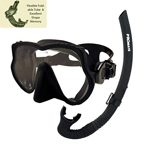 Promate Máscara de Buceo Frameless y Set de Snorkel Flexible para Snorkel y Buceo