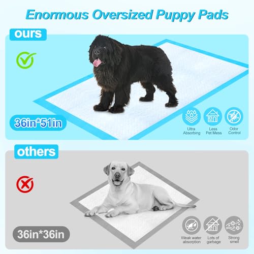 Image of Puppy Pads Extra Large 36 inchx51 inch 40 Count, Pee Pads for Dogs & Cats, Disposable Thicken Pet Training Pads for Doggie Rabbits, Incontinence Underpads Ultra Absorbent & Quick-Dry, Leakproof Potty Pad
