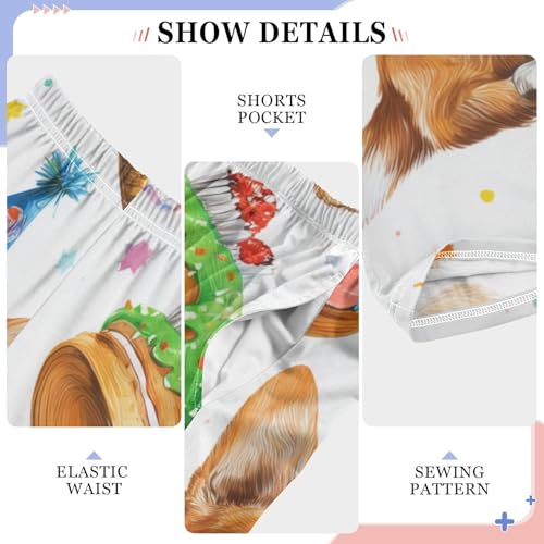 Corgi Dog and Birthday Cake Boys Long Pants Soft Trousers Elastic Waist Kids Lounge Bottoms with Pockets S-XL4