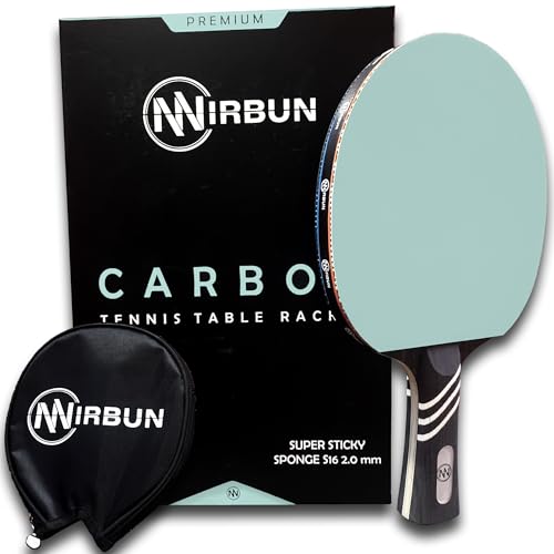 Nirbun – Professioneller Tischtennisschläger aus Carbonfaser | Tischtennisschläger mit hochresistentem Belag | Polarholz + Carbonfaser | Schutzhülle | Kontrolle, Power und Geschwindigkeit