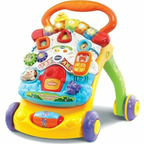 VTech - Super Trotteur Parlant Orange, Trotteur Bébé Pliable, Tableau d'Éveil Détachable, Jouet d'Activité et de Développement, Apprentissage de la Marche, Cadeau Bébé Dès 9 Mois - Contenu en Français