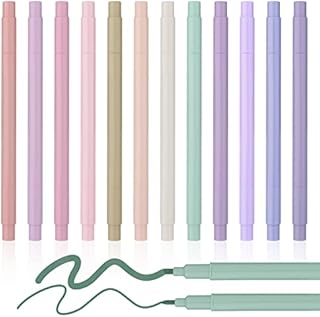 LUTER 12pcs Aesthetic Highlighters, Aesthetic Pens Pastel Markers No Bleed with Chisel Tip Pastel Highlighters Assorted Colors Aesthetic School Supplies for Home Office Journal (Round, Double-End)