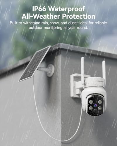 Image of Solar Security Camera Wireless Outdoor, 4MP Solar Powered Cameras for Home Security, 360 Pan Tilt, Color Night Vision, PIR Human Detection, 2.4G /5G WiFi, IP66 Surveillance Cam, White