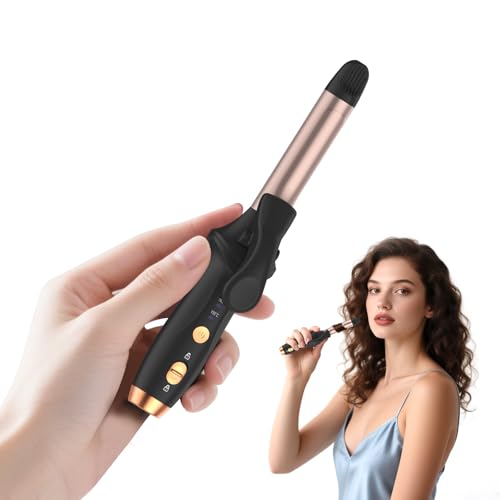 Image of Cordless Curling Iron Hair Curler: Mini USB Rechargeable 4000 mAh 3 Temp Setting Travel Portable 200 Million Negative Ion for Long Short Hair