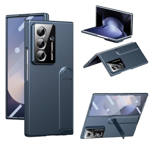Image of amazon basics for Samsung Galaxy Z Fold 7 Case with Kickstand, [Compatible with Magsafe], Integrated Hinge Protection, Slim Fit Back Cover - Blue