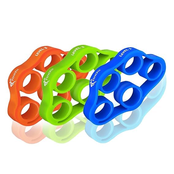 Venja 1 Pc Finger Stretcher Hand Grip Strengthener Silicone Finger Resistance Bands Finger Exerciser Trainer Hand Grip Bands for Forearm Exercise/Guitar (Multicolor)-image-43