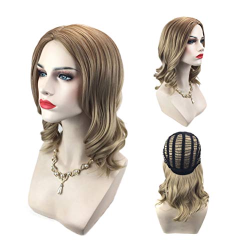 Peruca feminina de cabelo encaracolado longo com aparência natural requintada rede elástica (OM-091)