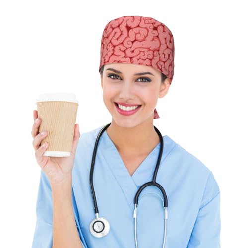 Image of Working Cap Scrub Cap with Sweatband Adjustable Unisex Women Tie Back Hat Nurse Surgical Caps