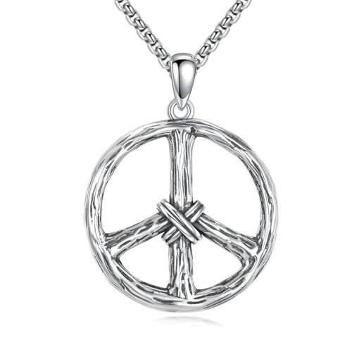Collier signe de paix en argent 925 sterling durable et mixte