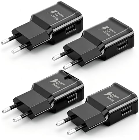 4 Stück USB Ladegerät 15W Schnellladegerät Netzteil für Samsung Handy | Universal Adapter Stecker für Galaxy A57 A56 A55 A54 A36 A26 A17 A16 A15 A14 A13 S23 S22 S21 S10 S9 S8 Z Fol