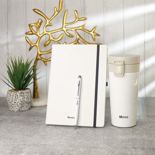 Image of Personalised 3 in 1 Corporate Gift Set which Includes Diary, Metal Pen & Coffee Tumbler. Gift Set for, Employee of The Month, Corporate Gift for Clients,Diwali Gifts(White)