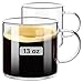 Bexter Pack of 2 Clear Glass Coffee Mugs – 13 oz Heavy-Duty Thick-Walled Cups for Hot Beverages – Durable, Elegant, Heat-Resistant Glassware for Coffee, Tea, Lattes, and More
