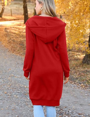 Zeagoo Women's Zip Up Hoodies Oversized Fleece Long Tunic Sweatshirts Casual Long Sleeve 2024 Fall Hoodie Jacket Coat