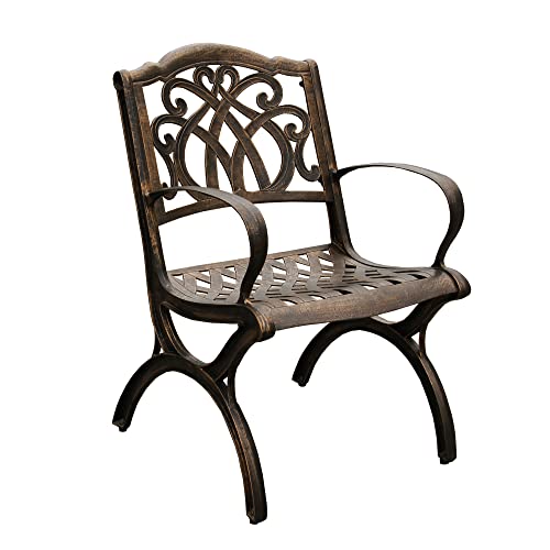 Oakland Living Ornate Traditional Outdoor Cast Aluminum Bronze Patio Dining Chair #TOP25