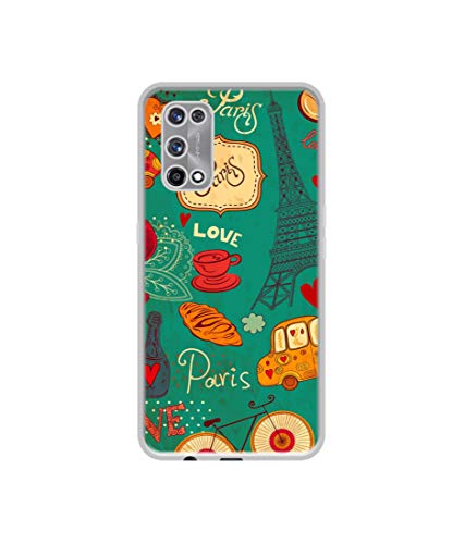 Image of Paris Love Print Design Printed Silicon Soft TPU Back Case Cover for Realme X7 Pro