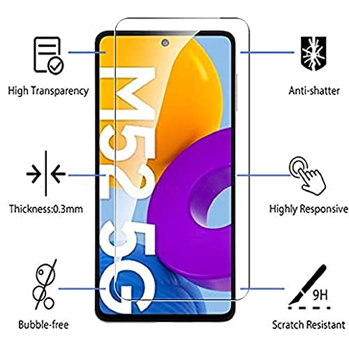 Image of ZARALA Tempered Glass Screen Protector Compatible for (Black) with Edge to Edge Coverage and Easy Installation kit (Samsung Galaxy M52)