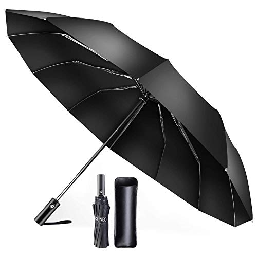 TSUNEO【TSUNEO】 折りたたみ傘 12本骨耐風傘 自動開閉 大きい 台風対応 梅雨対策 おりたたみ傘 メンズ 晴雨兼用 超撥水 高強度グラスファイバー 収納ポーチ付き (ブラック)ブラックTSUNEO.JP