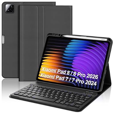 Keyboard Case for Xiaomi Pad 8/8 Pro/7/7 Pro 11.2 Inch, Detachable Magnetic Keypad for Xiaomi Pad8/8 Pro 2026 11.2'' Case, Smart Cover Folio with Keyboard for Mi Pad 7, Built-in Pen Holder, Black