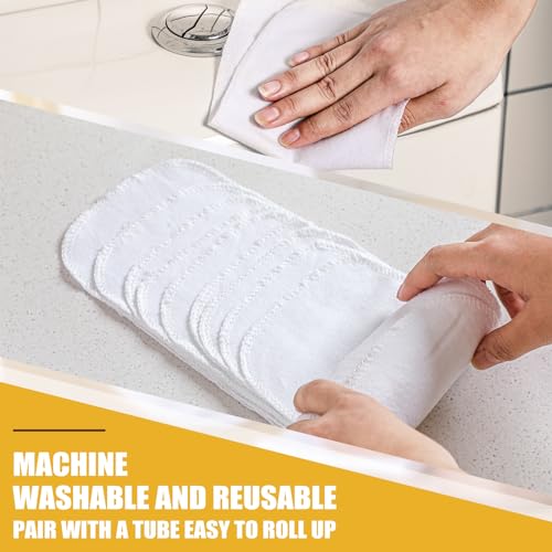 Image of FuWeave 60 Pack Reusable Toilet Paper No Tear Bidet Towels, White | Washable 11.8 inch x 4.3 inch Cotton Flannel Family Cloth Wipes with Snaps, Paperless Roll for Bathroom, Travel, Cleaning and Drying