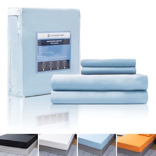 Full Sheet Set 4 Pieces Soft Cooling Breathable Microfiber Blue - image 7